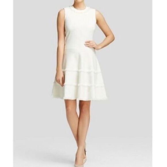 Kate Spade Women’s Size XS Fringe Sweater Dress Ivory Fit and Flare Sleeveless - Picture 3 of 12